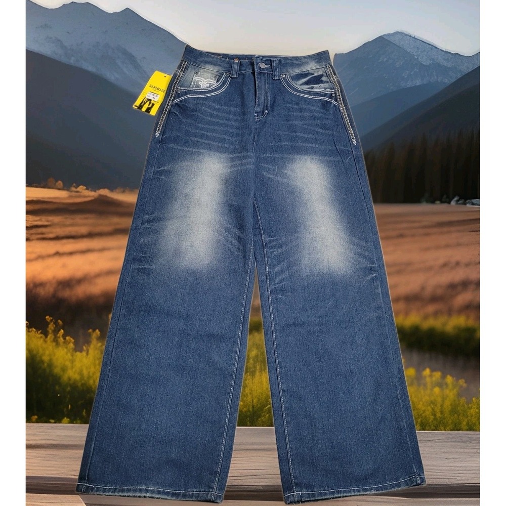 NWT Y2K Ultra Baggy Skate Jeans UNISEX Size 28 Wide Leg Ultra High Waist Grunge
